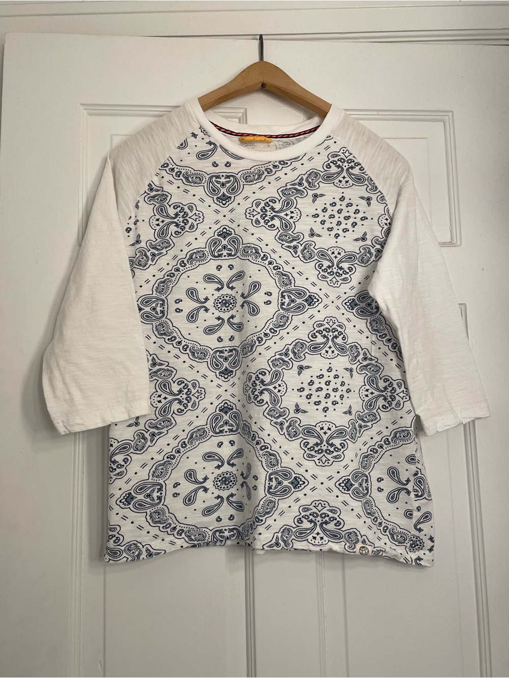 Free Planet White Tee with Navy and Red Trim